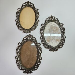 VINTAGE Action Made in Italy Brass Ornate Baroque Victorian Picture Frames Set 3